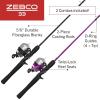 image:imageZebco 33 Spincast Reel and 2Piece Fishing Rod Combo 5Foot 6Inch Durable Fiberglass Rod Quickset AntiReverse Fishing Reel with Bite AlertPinkblack  2 Pack