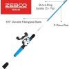 image:imageZebco Roam Baitcast Reel and Fishing Rod Combo 6Foot 6Inch 2Piece Fiberglass Fishing Pole with SplitGrip MaxTac Rod Handle Lightweight Graphite Frame RightHand RetrieveBlueWhiteBlack