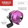 image:imageZebco Slingshot Spincast Reel and Fishing Rod Combo 2Piece Fishing Pole RightHand Retrieve PreSpooled with 10Pound Zebco LinePurple