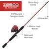 image:imageZebco Slingshot Spincast Reel and Fishing Rod Combo 2Piece Fishing Pole RightHand Retrieve PreSpooled with 10Pound Zebco LineRed