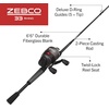 image:imageZebco 33 Rhino Tough Spincast Reel and 2Piece Fishing Rod Combo Durable EGlass Rod with ComfortGrip Handle Quickset AntiReverse Fishing Reel with Bite Alert33 Max Rhino  65 Foot