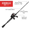 image:imageZebco 33 Rhino Tough Spincast Reel and 2Piece Fishing Rod Combo Durable EGlass Rod with ComfortGrip Handle Quickset AntiReverse Fishing Reel with Bite Alert33 Rhino  6 Foot