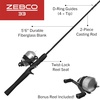image:imageZebco 33 Spincast Reel and 2Piece Fishing Rod Combo 5Foot 6Inch Durable Fiberglass Rod Quickset AntiReverse Fishing Reel with Bite AlertBlack  With Bonus Reel
