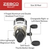 image:imageZebco Bullet MG Spincast Fishing Reel Size 30 Reel UltraLightweight Magnesium Body Changeable Right or LeftHand Retrieve Oversized NonSlip Handle Knob Dark SilverSize 30 Reel