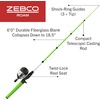 image:imageZebco Roam Telescopic Fishing Rod and Spinning or Spincast Fishing Reel Combo Durable 6Foot Fiberglass Rod with ComfortGrip Handle Prespooled with Zebco Cajun Fishing LineSpincast Reel  Green