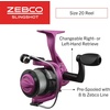 image:imageZebco Slingshot Spinning Reel and Fishing Rod Combo 2Piece MediumLight Durable Fiberglass Rod Comfortable EVA Handle PreSpooled with 8Pound Cajun Fishing Line56 Rod  Purple