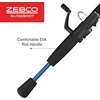 image:imageZebco Slingshot Spinning Reel and Fishing Rod Combo 2Piece MediumLight Durable Fiberglass Rod Comfortable EVA Handle PreSpooled with 8Pound Cajun Fishing Line56 Rod  Blue