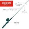 image:imageZebco Splash Spincast Reel and Fishing Rod Combo Fiberglass Rod Ball Bearing System All Metal Gears 8Pound LineGrunge Green