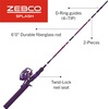 image:imageZebco Splash Spincast Reel and Fishing Rod Combo Fiberglass Rod Ball Bearing System All Metal Gears 8Pound LineTidepool Purple