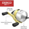 image:imageZebco 33 Spincast Reel and 2Piece Fishing Rod Combo Fiberglass Rod with Comfortable SplitGrip Cork Handle Instant AntiReverse Fishing Reel65 Foot  Max Spincast
