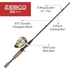 image:imageZebco 33 Spincast Reel and 2Piece Fishing Rod Combo Fiberglass Rod with Comfortable SplitGrip Cork Handle Instant AntiReverse Fishing Reel65 Foot  Max Spincast