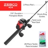 image:imageZebco 404 Spincast Reel and Fishing Rod Combo 56 2Piece Durable Fiberglass Rod with EVA Handle Quickset AntiReverse Reel with Builtin Bite Alert 28Piece Tackle PackBlackRed