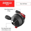 image:imageZebco 404 Spincast Reel and Fishing Rod Combo 56 2Piece Durable Fiberglass Rod with EVA Handle Quickset AntiReverse Reel with Builtin Bite Alert 28Piece Tackle PackBlackRed
