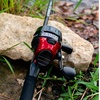 image:imageZebco 404 Spincast Reel and Fishing Rod Combo 56 2Piece Durable Fiberglass Rod with EVA Handle Quickset AntiReverse Reel with Builtin Bite Alert 28Piece Tackle PackBlackRed