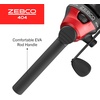 image:imageZebco 404 Spincast Reel and Fishing Rod Combo 56 2Piece Durable Fiberglass Rod with EVA Handle Quickset AntiReverse Reel with Builtin Bite Alert 28Piece Tackle PackBlackRed