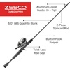image:imageZebco Omega Pro Spincast Reel and Fishing Rod Combo 6Foot 2Piece IM6 Graphite Fishing Pole Split MaxTac Grip Rod Handle Size 30 Reel Prespooled with 10Pound Line62 Rod  Size 30 Reel