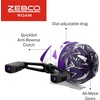 image:imageZebco Roam Spincast Reel and Fishing Rod Combo 6Foot 2Piece Fiberglass Fishing Pole with ComfortGrip Handle Quickset AntiReverse Fishing Reel PreSpooled with 10Pound Zebco LinePrism Purple
