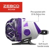 image:imageZebco Roam Spincast Reel and Fishing Rod Combo 6Foot 2Piece Fiberglass Fishing Pole with ComfortGrip Handle Quickset AntiReverse Fishing Reel PreSpooled with 10Pound Zebco LinePrism Purple