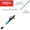 image:imageZebco Roam Baitcast Reel and Fishing Rod Combo 6Foot 6Inch 2Piece Fiberglass Fishing Pole with SplitGrip MaxTac Rod Handle Lightweight Graphite Frame RightHand RetrieveBlue