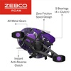 image:imageZebco Roam Baitcast Reel and Fishing Rod Combo 6Foot 6Inch 2Piece Fiberglass Rod with SplitGrip MaxTac Rod Handle Lightweight Graphite FramePrism Purple