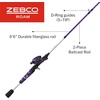 image:imageZebco Roam Baitcast Reel and Fishing Rod Combo 6Foot 6Inch 2Piece Fiberglass Rod with SplitGrip MaxTac Rod Handle Lightweight Graphite FramePrism Purple