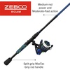 image:imageZebco Roam Spinning Reel and Fishing Rod Combo Fiberglass Rod Split ComfortGrip Handle SoftTouch Handle Knob Reversible RetrieveeEnergy GreenBlue