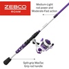image:imageZebco Roam Spinning Reel and Fishing Rod Combo Fiberglass Rod Split ComfortGrip Handle SoftTouch Handle Knob Reversible RetrieveePrism Purple