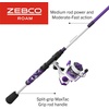 image:imageZebco Roam Spinning Reel and Fishing Rod Combo Fiberglass Rod Split ComfortGrip Handle SoftTouch Handle Knob Reversible RetrieveePrism Purple
