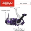 image:imageZebco Roam Spinning Reel and Fishing Rod Combo Fiberglass Rod Split ComfortGrip Handle SoftTouch Handle Knob Reversible RetrieveePrism Purple