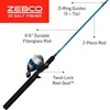 image:imageZebco Salt Fisher 33 Spincast Reel and Fishing Rod Combo 6Foot 6Inch 2Piece MediumHeavy Power ModerateFast Action Fiberglass Rod Interchangeable Retrieve 12Pound Line BlueSilver