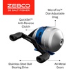 image:imageZebco Salt Fisher 33 Spincast Reel and Fishing Rod Combo 6Foot 6Inch 2Piece MediumHeavy Power ModerateFast Action Fiberglass Rod Interchangeable Retrieve 12Pound Line BlueSilver