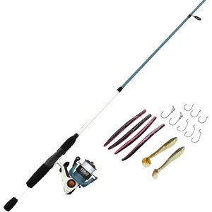 image:imageZebco CustomZ Spinning Reel and Fishing Rod Combo 6Foot 6Inch 2Piece Telescopic Rod Medium Power Size 30 Reel 14Piece Strike King Tackle Kit