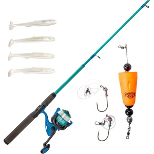 image:imageZebco Spyn 40 Salt Fisher Spinning Reel and Fishing Rod Combo 6Foot 6Inch 2Piece Telescopic Rod Size 40 Reel 7Piece Strike King Tackle Kit